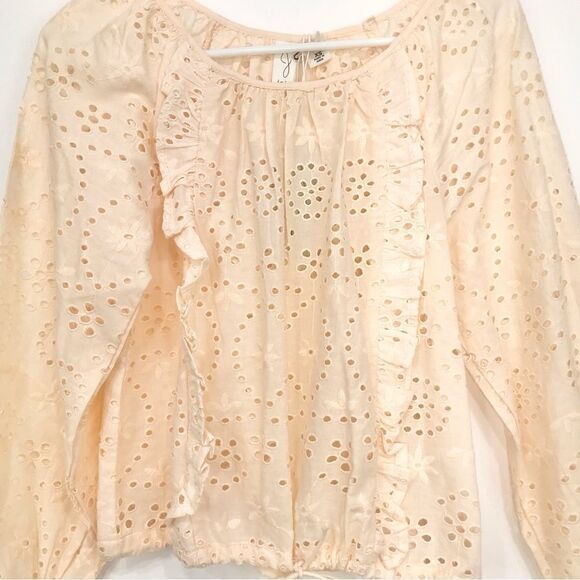 JOIE Cream Eyelet Lace Ruffle Long Sleeve Blouse NEW With Tags - Picture 2 of 14
